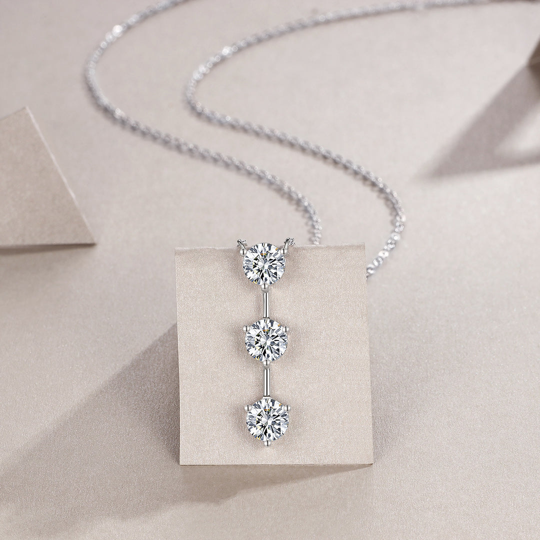 Luxury 1-Carat Moissanite Pendant Necklace Set – Gold-Plated S925 Silver