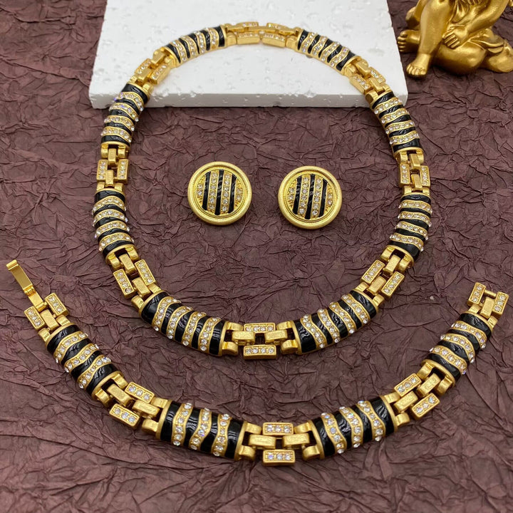 Women’s Handmade Snake-Shaped Rhinestone Jewelry – Necklace, Bracelet & Stud Earrings Set
