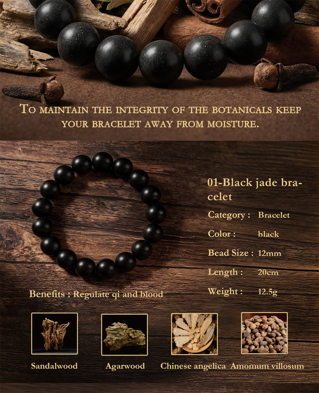 Chinese Herbal Bead Bracelet – Lightweight Wellness Jewelry