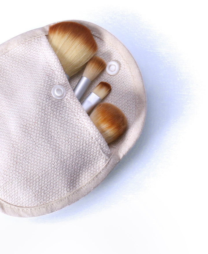 🌿✨ Bamboo Handle 4-Piece Makeup Brush Set 💄
