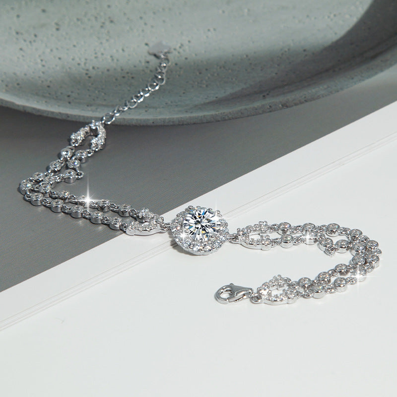 S925 Sterling Silver Moissanite Bracelet – Starry Sky U-Shape Elegant Jewelry
