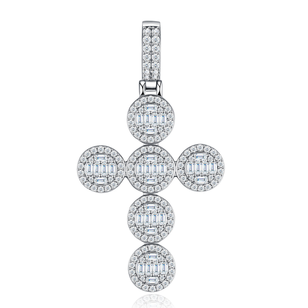 ✨ 925 Sterling Silver Premium Moissanite Cross Pendant Necklace – Platinum-Plated Elegance ✨
