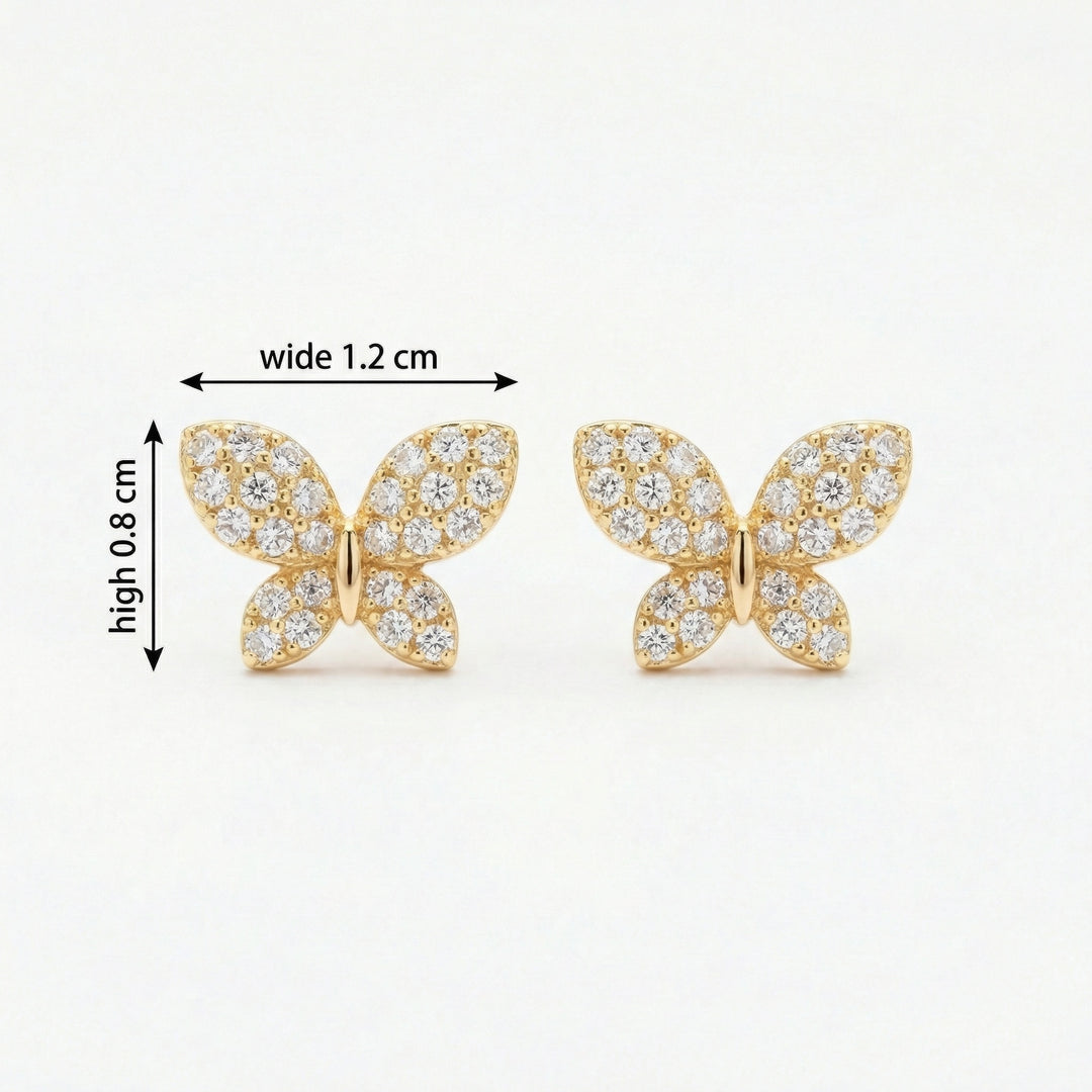 ✨ 925 Sterling Silver Elegant Pavé Butterfly Stud Earrings – Sparkling Crystal Design ✨