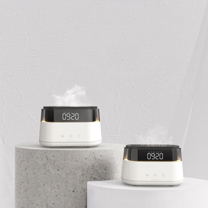 🔥🕰️ Flame Humidifier with Clock | Smart Aromatherapy Night Light