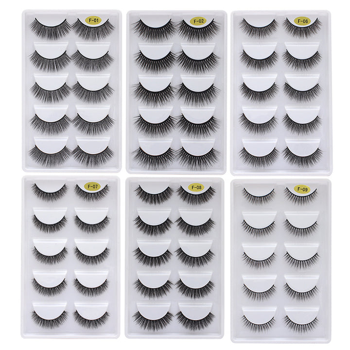 👁️✨ 3D Multi-Layer Thick False Eyelashes – 5 Pairs Stereoscopic Lash Set