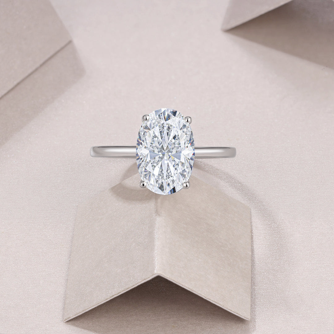 💍 Egg-Shaped Moissanite Double Rings – Platinum-Plated S925 Silver (8×12 mm) 💍