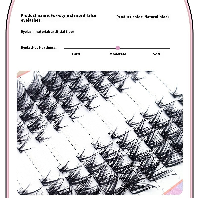 👁️🦊 Fox Eye 10 Rows False Eyelashes – Oblique Flying Single Cluster Lash Set