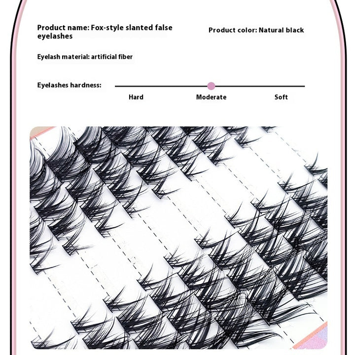 👁️🦊 Fox Eye 10 Rows False Eyelashes – Oblique Flying Single Cluster Lash Set