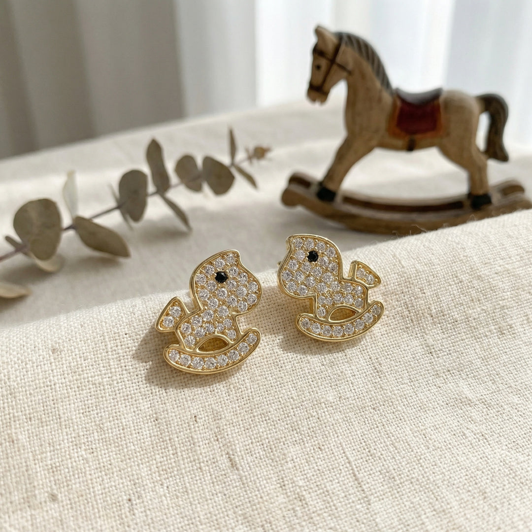✨ 925 Sterling Silver Rocking Horse Stud Earrings ✨