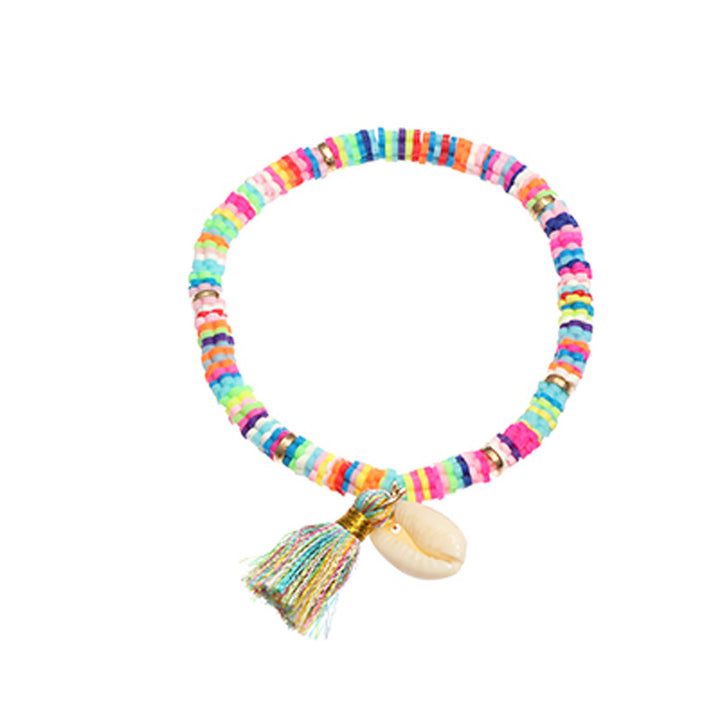 Bohemian Ethnic Shell Tassel Bracelet – Soft Clay Colorful Design