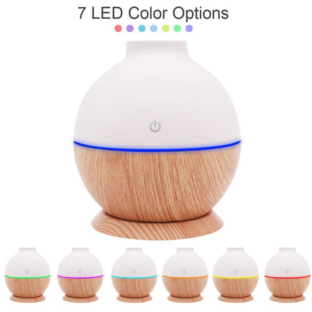 🌿💧 Flat Mouth Mini Humidifier | Peach Wood Grain Desktop Aromatherapy Diffuser ✨