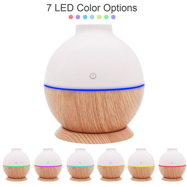 🌿💧 Flat Mouth Mini Humidifier | Peach Wood Grain Desktop Aromatherapy Diffuser ✨