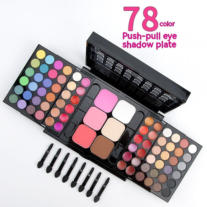 💄 78-Color Makeup Set – Eyeshadow, Lip Gloss, Blush, Foundation & Contour All-in-One Kit ✨