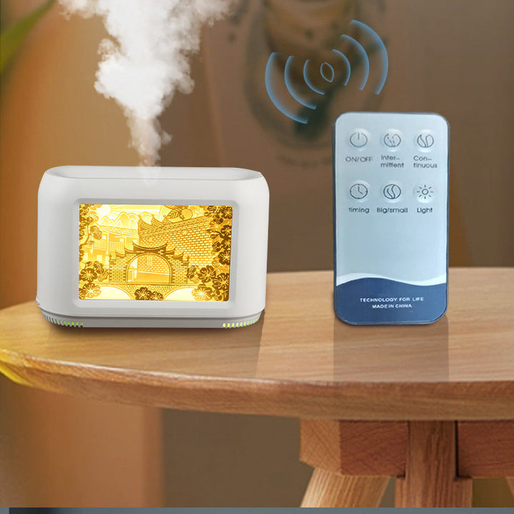 💡💧 Paper-Cut Light Box Humidifier | 400ml Heavy Fog Home Décor Aromatherapy Device ✨
