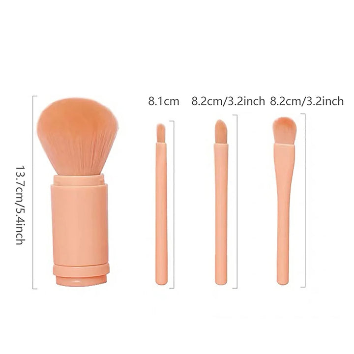 🖌️ 4-in-1 Portable Makeup Brush Set – Compact Travel Beauty Brush with Dual Caps 💄✨