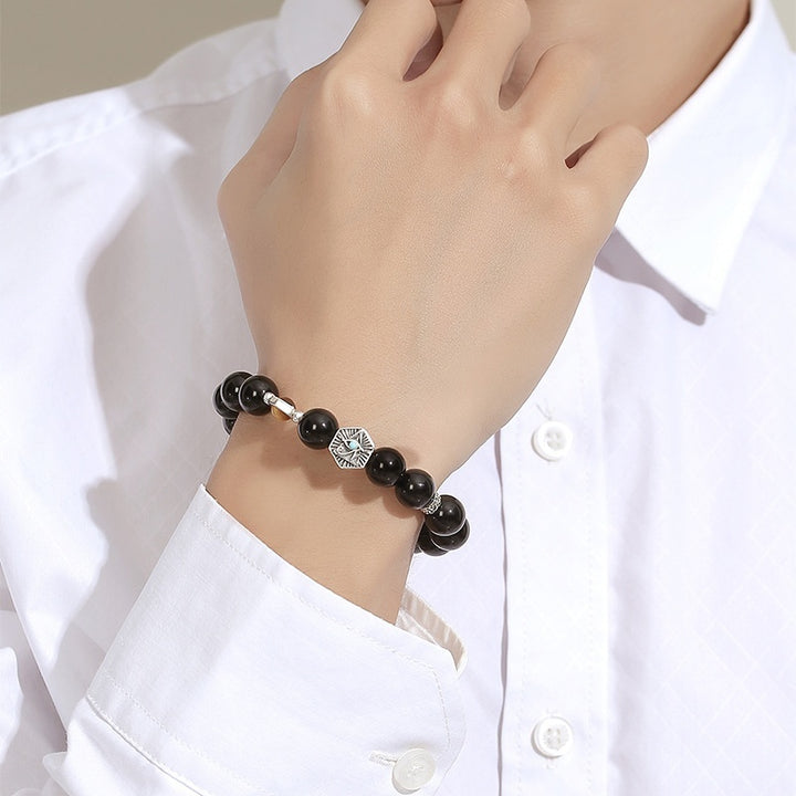 Tigereye God’s Eye Bracelet – Men’s Retro S925 Sterling Silver Jewelry