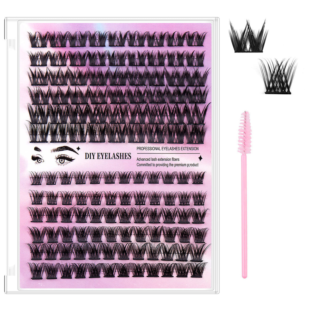 👁️✨ Segmented Hairy Fishtail Wheat Lazy Trilogy False Eyelashes – DIY Cluster Lash Kit