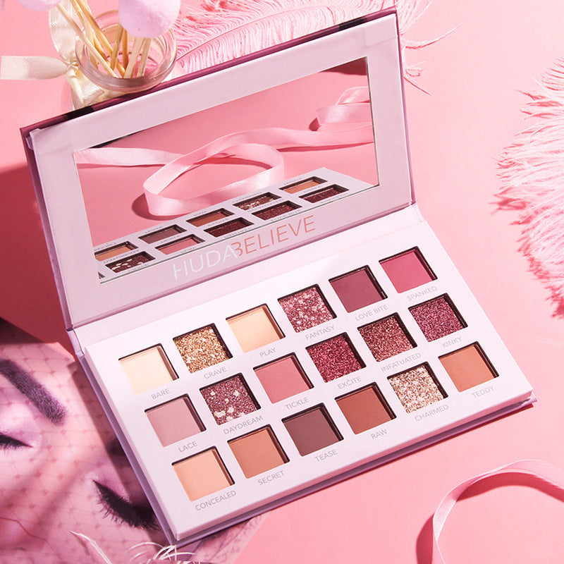 ✨ 18-Color Desert Rose Eyeshadow Palette – Glitter, Pearly & Matte Makeup Set ✨