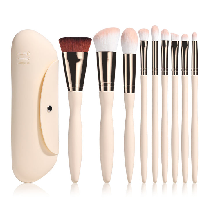 ✨ 9-Piece Beige Makeup Brush Set — Synthetic Fluff Beauty Tools 💄🤍