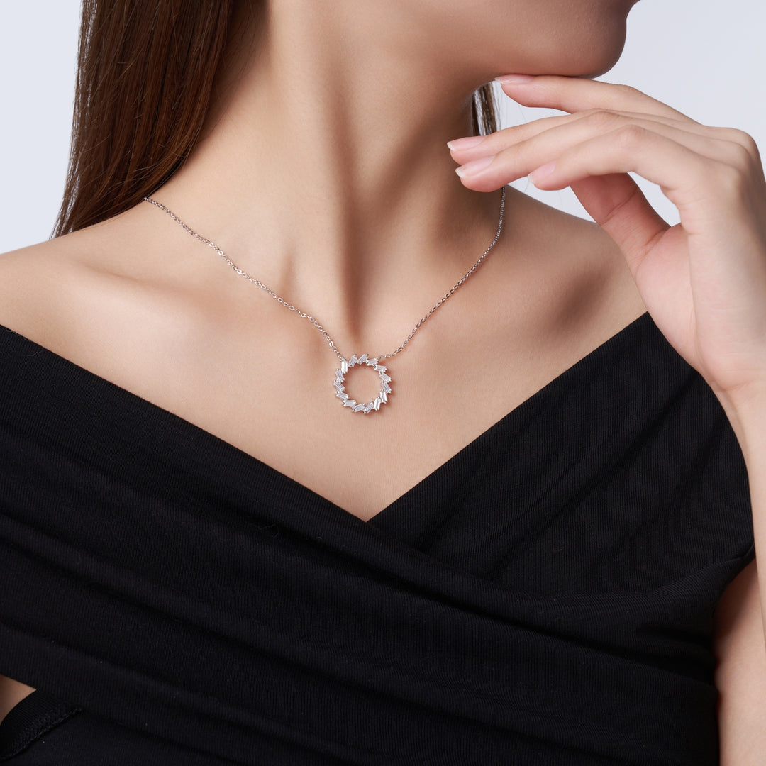 💎 Minimalist Square Morganite Pendant with Moissanite Accents