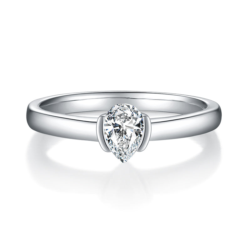 💍 Pear-Shaped Moissanite Ring – Platinum-Plated S925 Silver (4×6 mm, 2g, Sizes 5–9) 💍