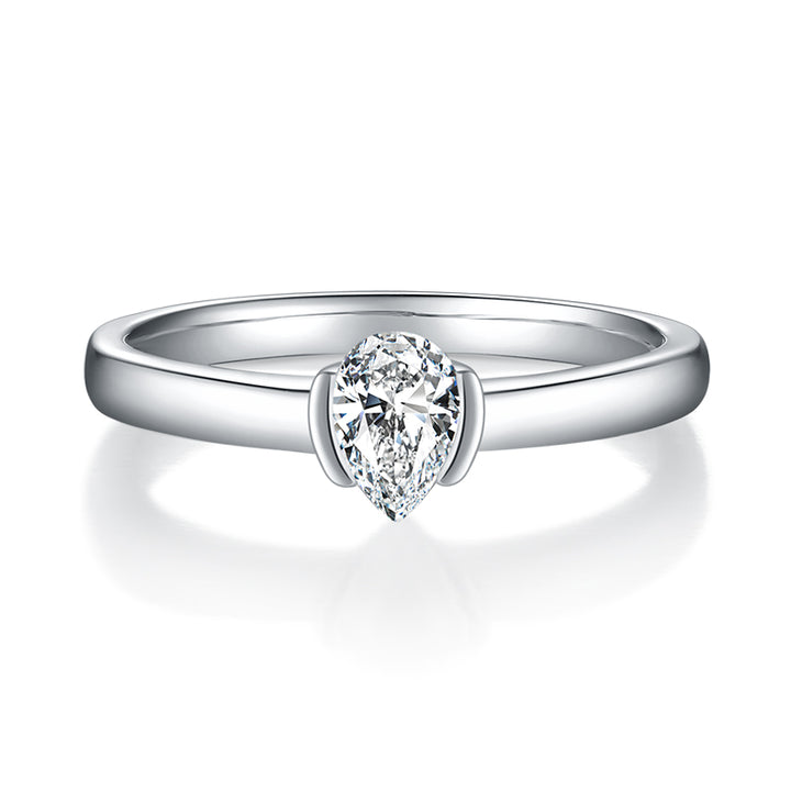 💍 Pear-Shaped Moissanite Ring – Platinum-Plated S925 Silver (4×6 mm, 2g, Sizes 5–9) 💍