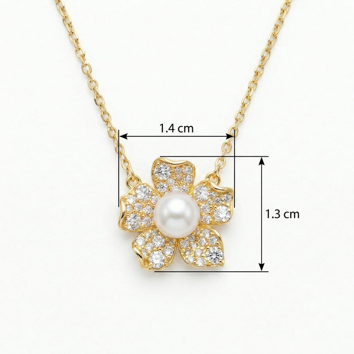 ✨ 925 Sterling Silver Pearl & Diamond Blossom Necklace