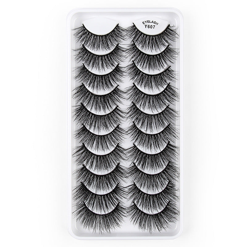 👁️✨ 3D European & American Cat Eye False Eyelashes – Natural Thick Fluffy Lash Set