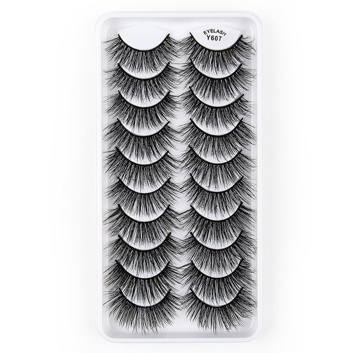 👁️✨ 3D European & American Cat Eye False Eyelashes – Natural Thick Fluffy Lash Set