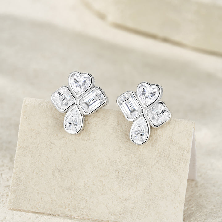 Luxurious Elegant Moissanite Earring Set – Platinum-Plated S925 Silver