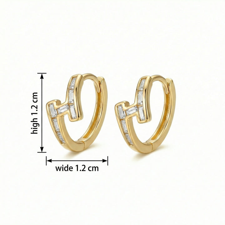✨ 925 Sterling Silver Interlocking Geometric Hoop Earrings with Baguette Stones ✨