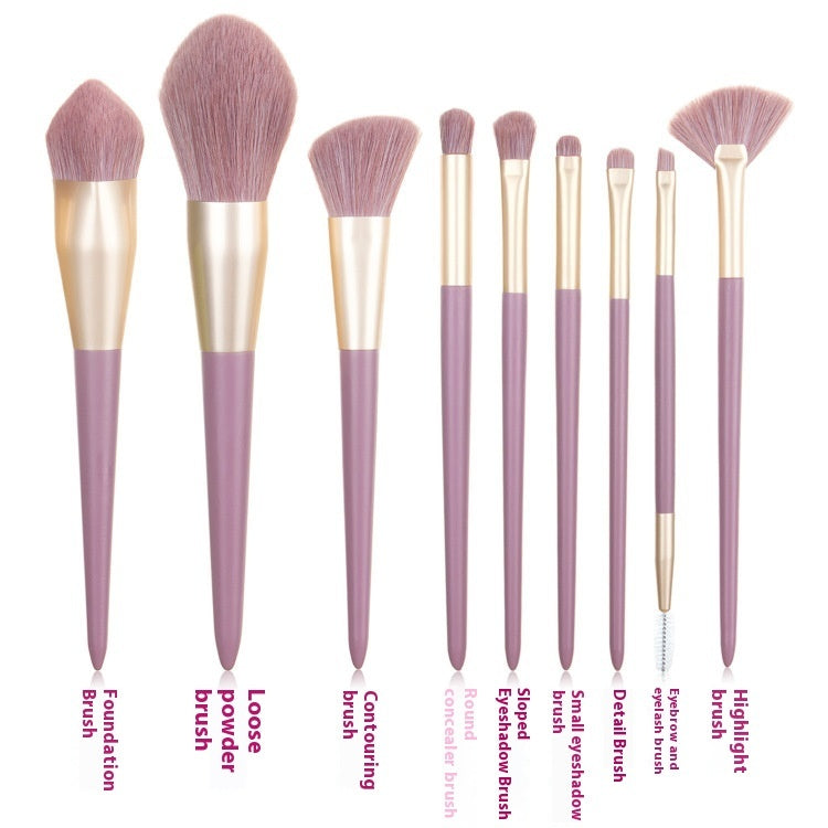 ✨ 9-Piece Soft Hair Makeup Brush Set — Beauty Tools Kit 💄