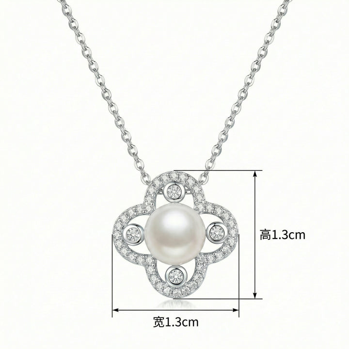 ✨ 925 Sterling Silver Pearl Clover Necklace