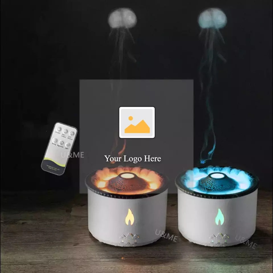 🔥🌊 Jellyfish Flame & Blue Volcano Humidifier | Aroma Diffuser with Remote Control ✨