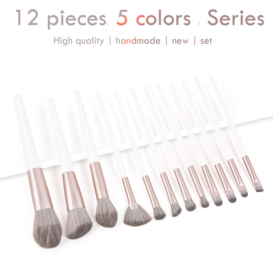 🖌️ 12-Piece Makeup Brush Set with Makeup Bag – Professional Face & Eye Brush Kit (4 Colors) 💄✨