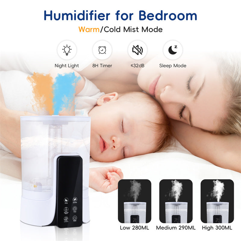 💧🏠 6L Large-Capacity Smart Humidifier | UV Sterilization + Heating Spray + Remote Control