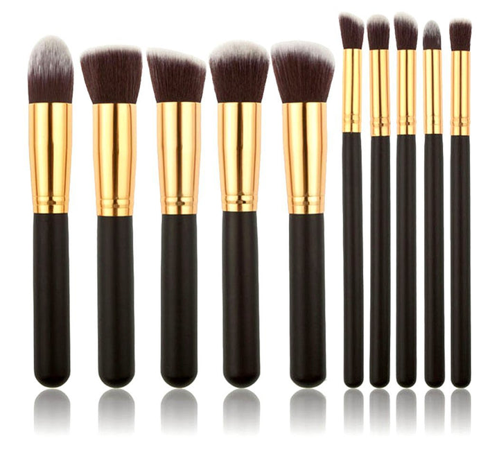 ✨ 10-Piece Wooden Handle Makeup Brush Set — Portable Beauty Tools 💄