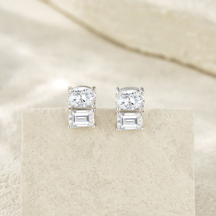 Luxury Minimalist Moissanite Stud Earrings – Platinum-Plated S925 Silver