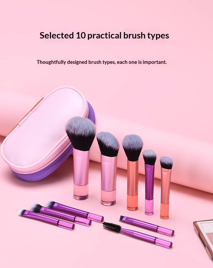 ✨ 10-Piece Makeup Brush Set — Crystal Handle Beauty Tools Kit 💄