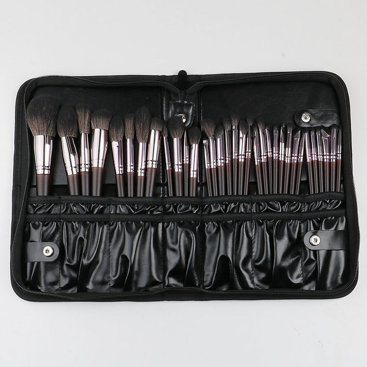 🖌️ 33-Piece High-End Makeup Brush Set – Animal Hair & Synthetic Fiber with Wooden Handles 💄✨