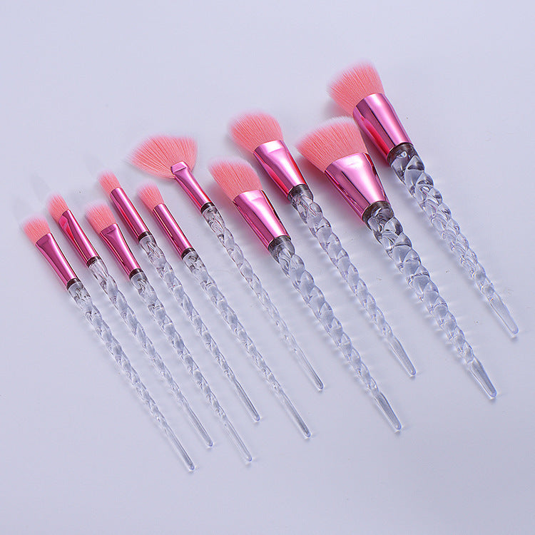 ✨ Nylon Spiral Unicorn Design Makeup Brush Set (10-Piece) 💄💎