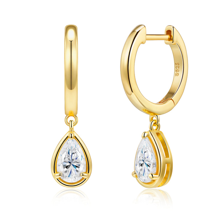 Luxury Minimalist Pear-Shaped Moissanite Earrings – Gold-Plated S925 Silver