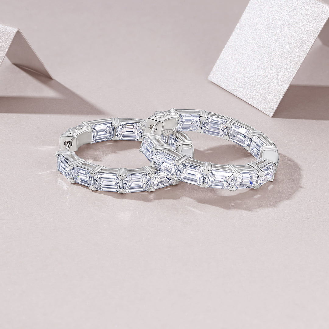Luxury Minimalist Octagonal Moissanite Hoop Earrings