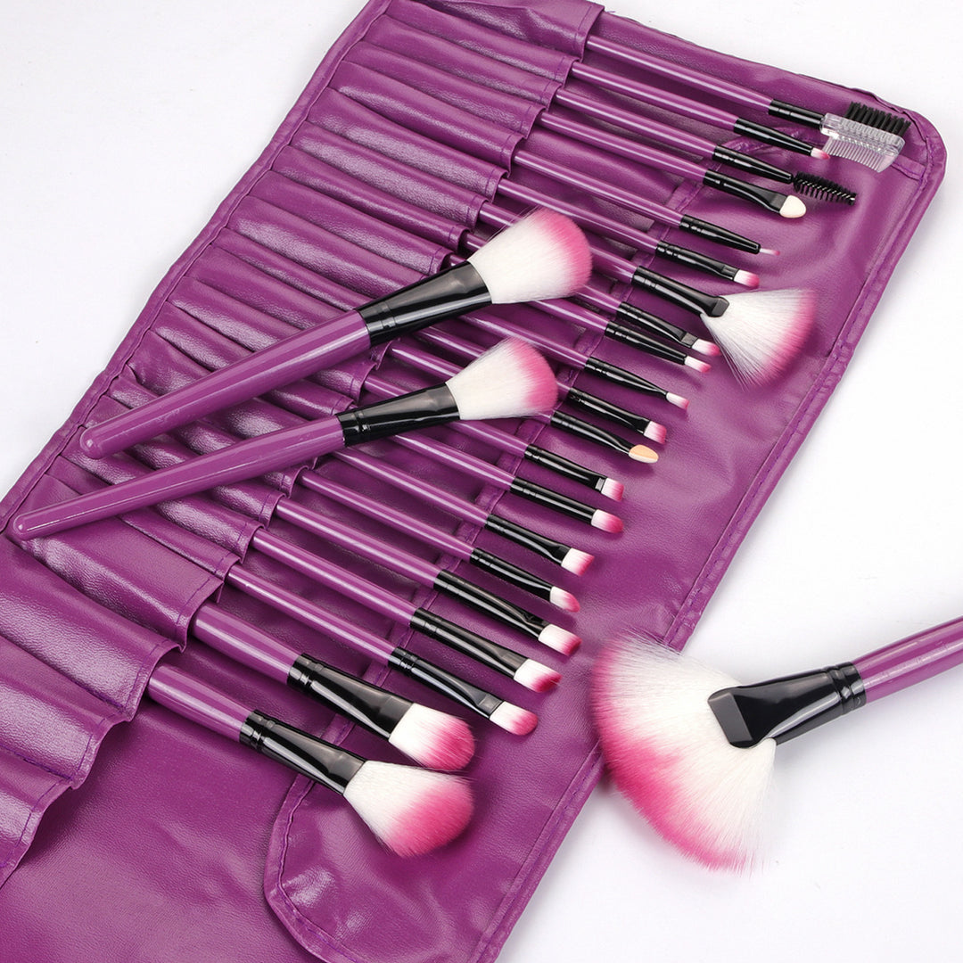 ✨ Shadowing 24-Piece Makeup Brush Set — Brown/Natural Wood Style Beauty Tools 💄🌿