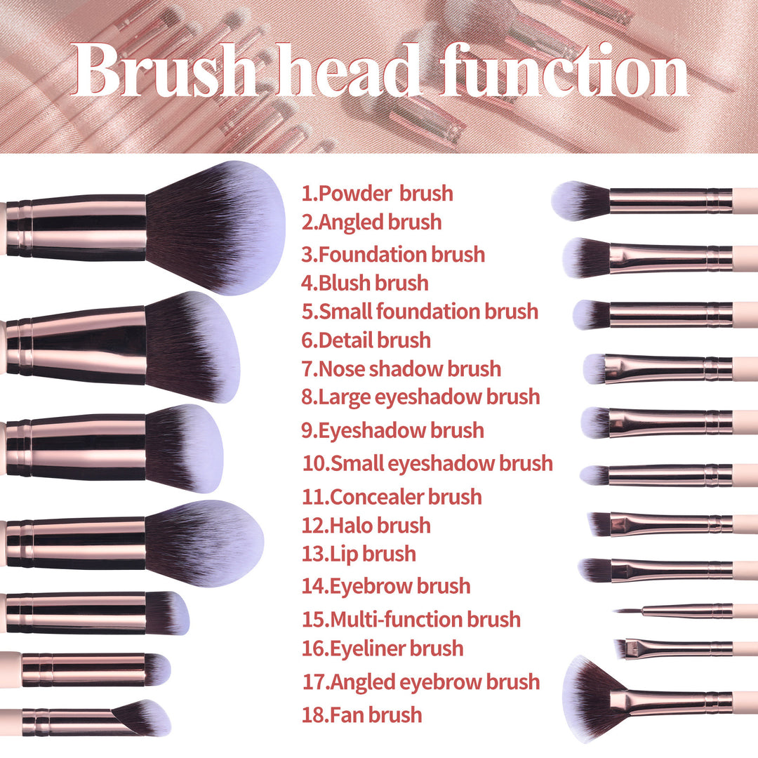 ✨ 18-Piece Makeup Brush Set with Rotating Barrel — organized beauty made easy 💄