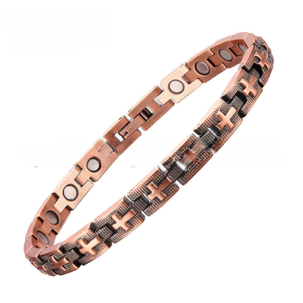 Red Copper Heart-Shaped Magnetic Bracelet for Women