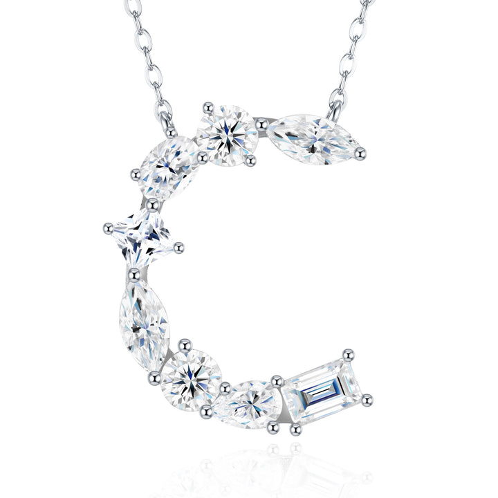 Luxury 26-Letter C-Shaped Moissanite Pendant Necklace – Gold-Plated S925 Silver
