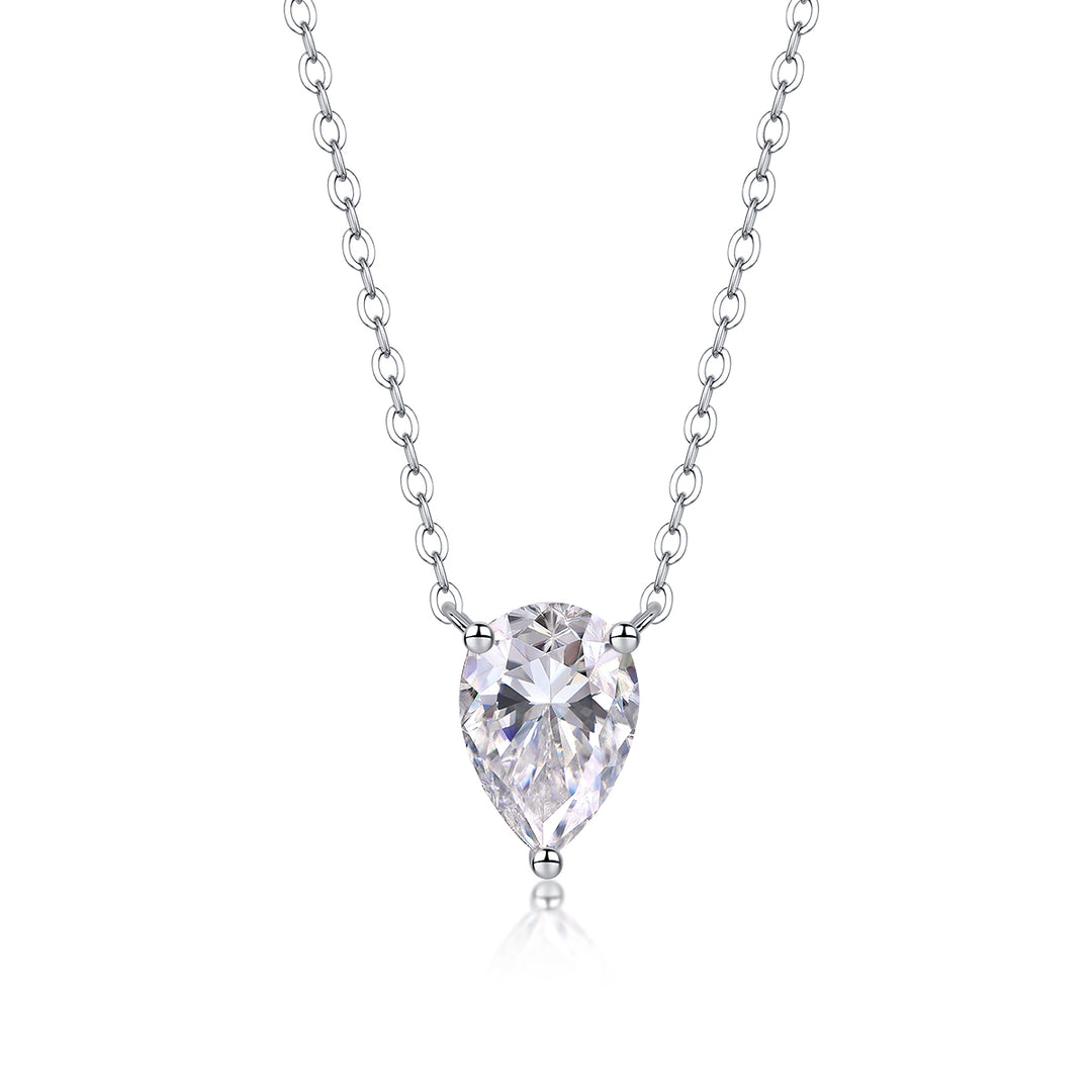 ✨ S925 Platinum-Plated Pear-Cut Moissanite Pendant Necklace ✨