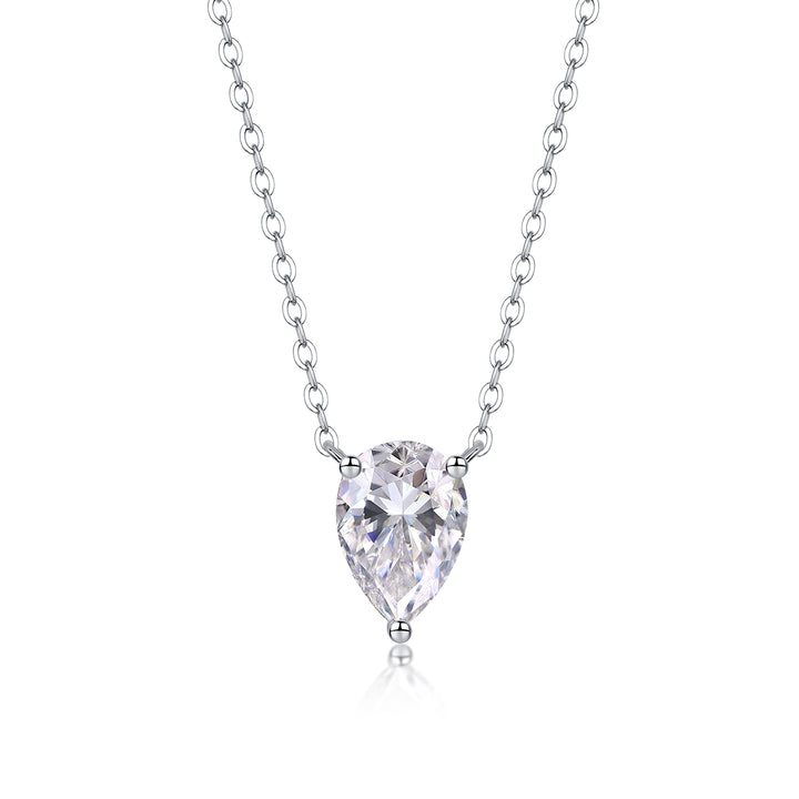 ✨ S925 Platinum-Plated Pear-Cut Moissanite Pendant Necklace ✨