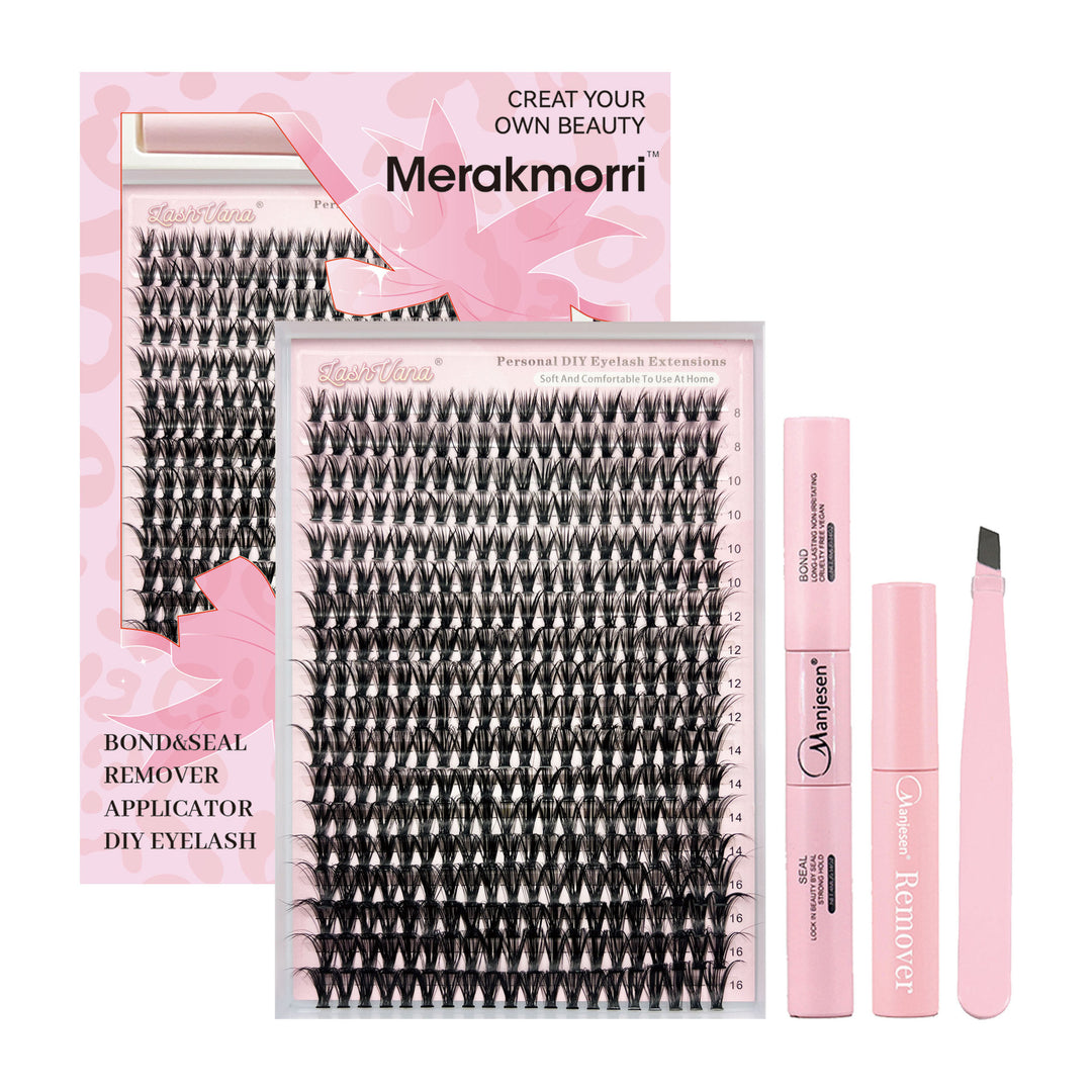 👁️✨ Eyelash Extension Kit Four-Piece Set – Single Cluster Natural Lash Box